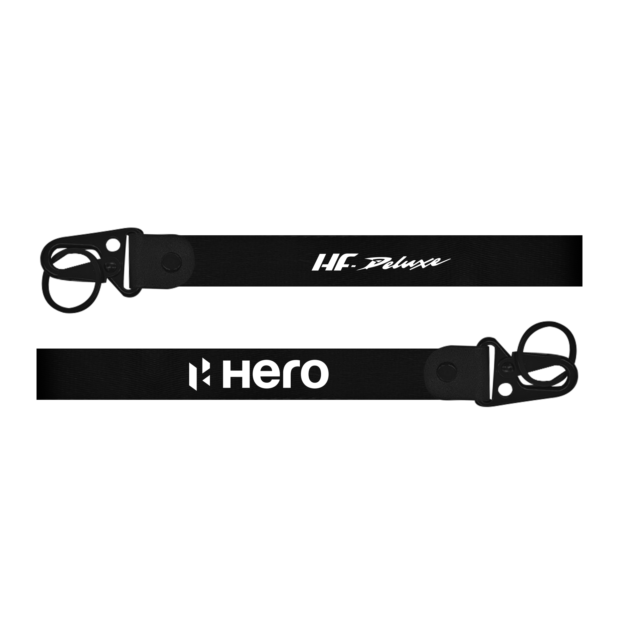 Two black lanyards with 'Hero' branding on a white background