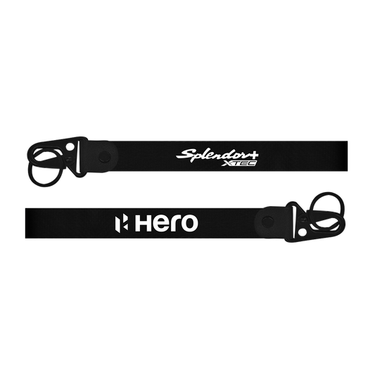 Two black straps with 'Splendor X' and 'Hero' branding on a white background