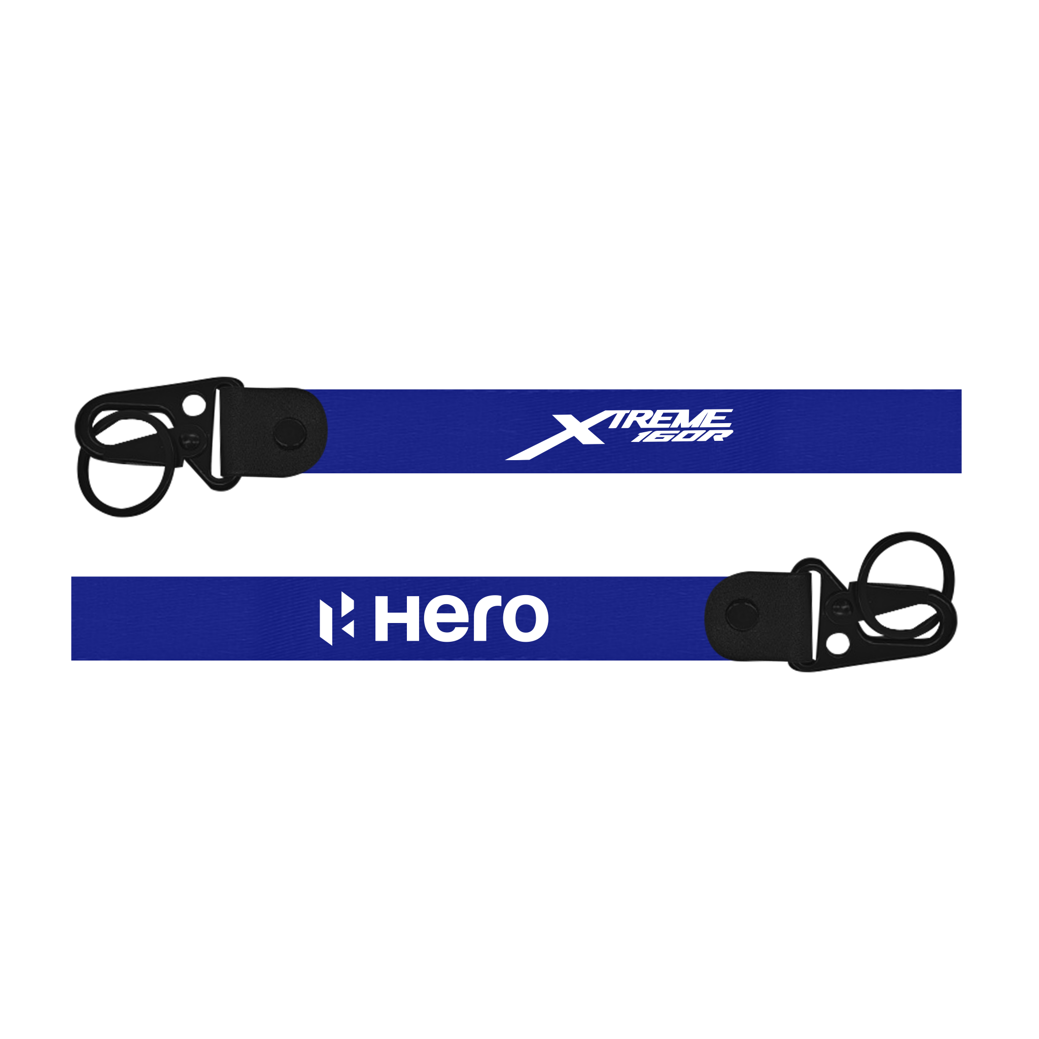 Two blue lanyards with 'Xtreme' and 'Hero' branding on a white background