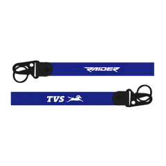 Two blue lanyards with 'TVS' and 'Raider' branding on a white background