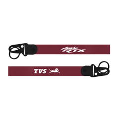 Maroon lanyard with 'Apache RTX' and 'TVS' logos on a white background