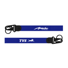 Two blue lanyards with 'Apache' and 'TVS' branding on a white background