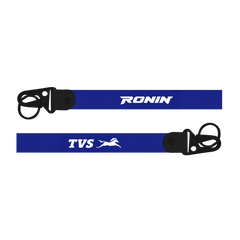 Two blue lanyards with 'TVS Ronin' branding on a white background