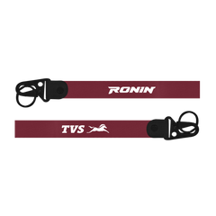 Maroon lanyard with 'TVS Ronin' branding on a white background