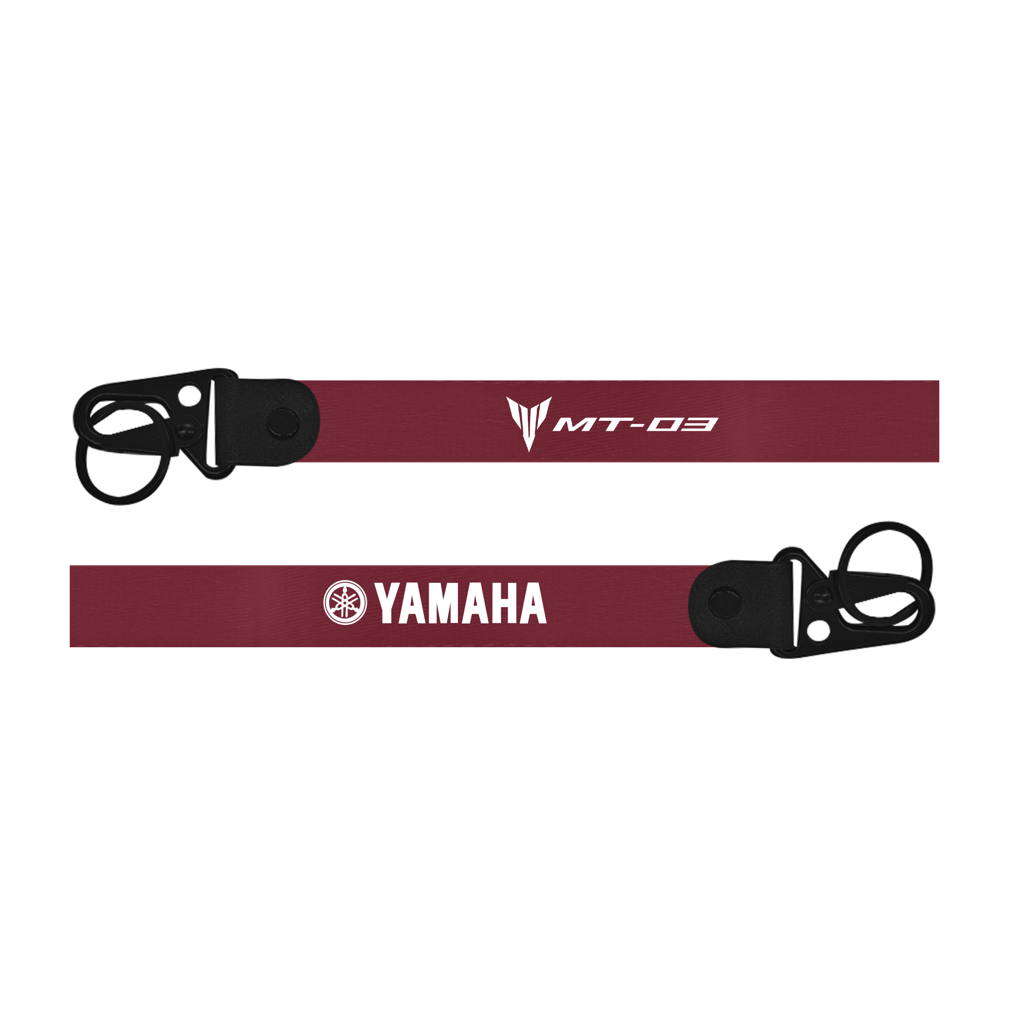Two red lanyards with Yamaha and MT-03 branding on a white background