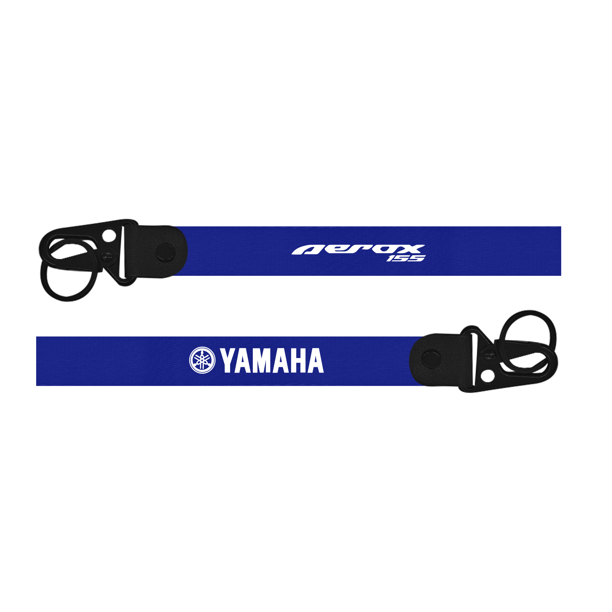 Two blue lanyards with 'aerox 155' and 'Yamaha' branding on a white background.