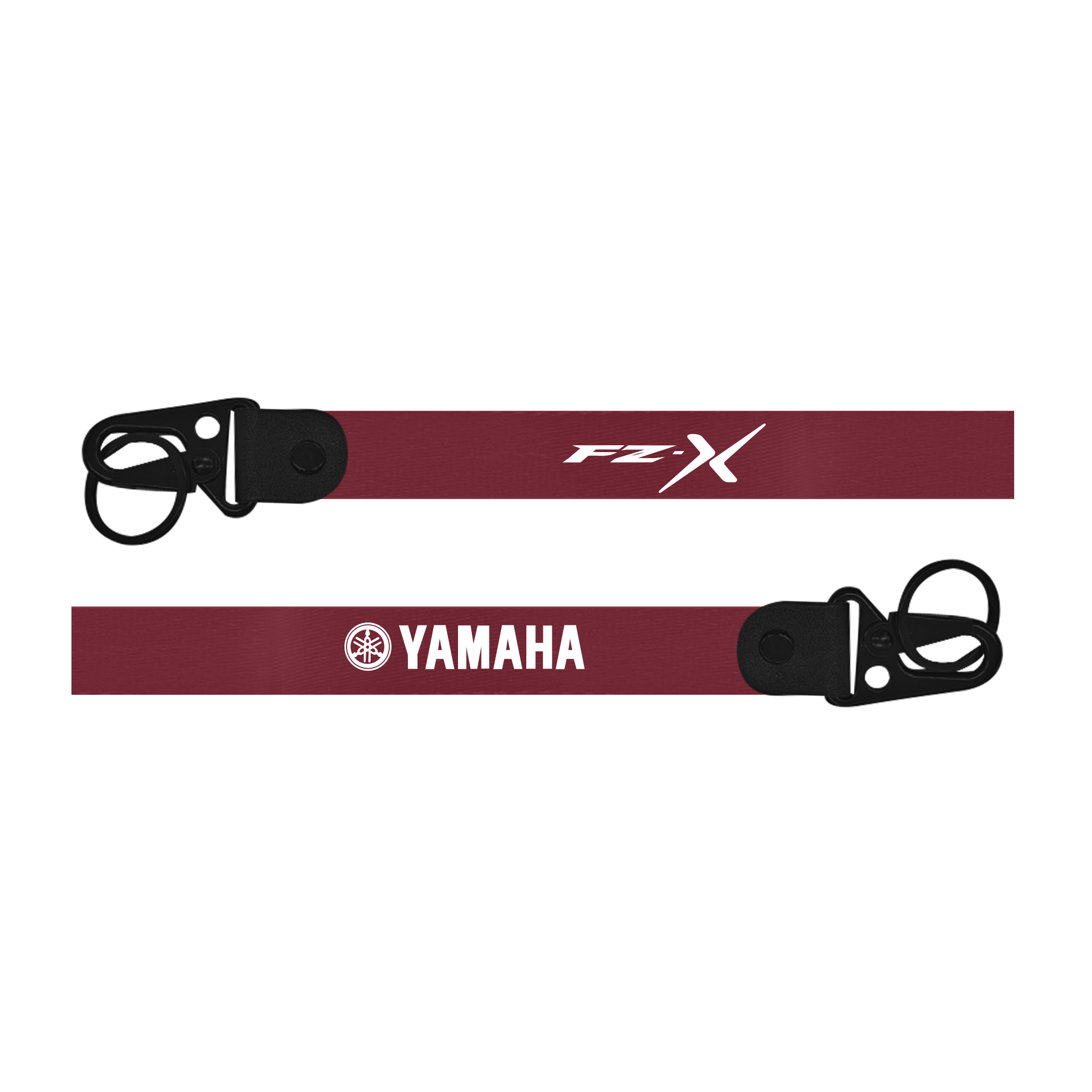 Maroon lanyard with 'Yamaha' and 'FZ-X' logos on a white background
