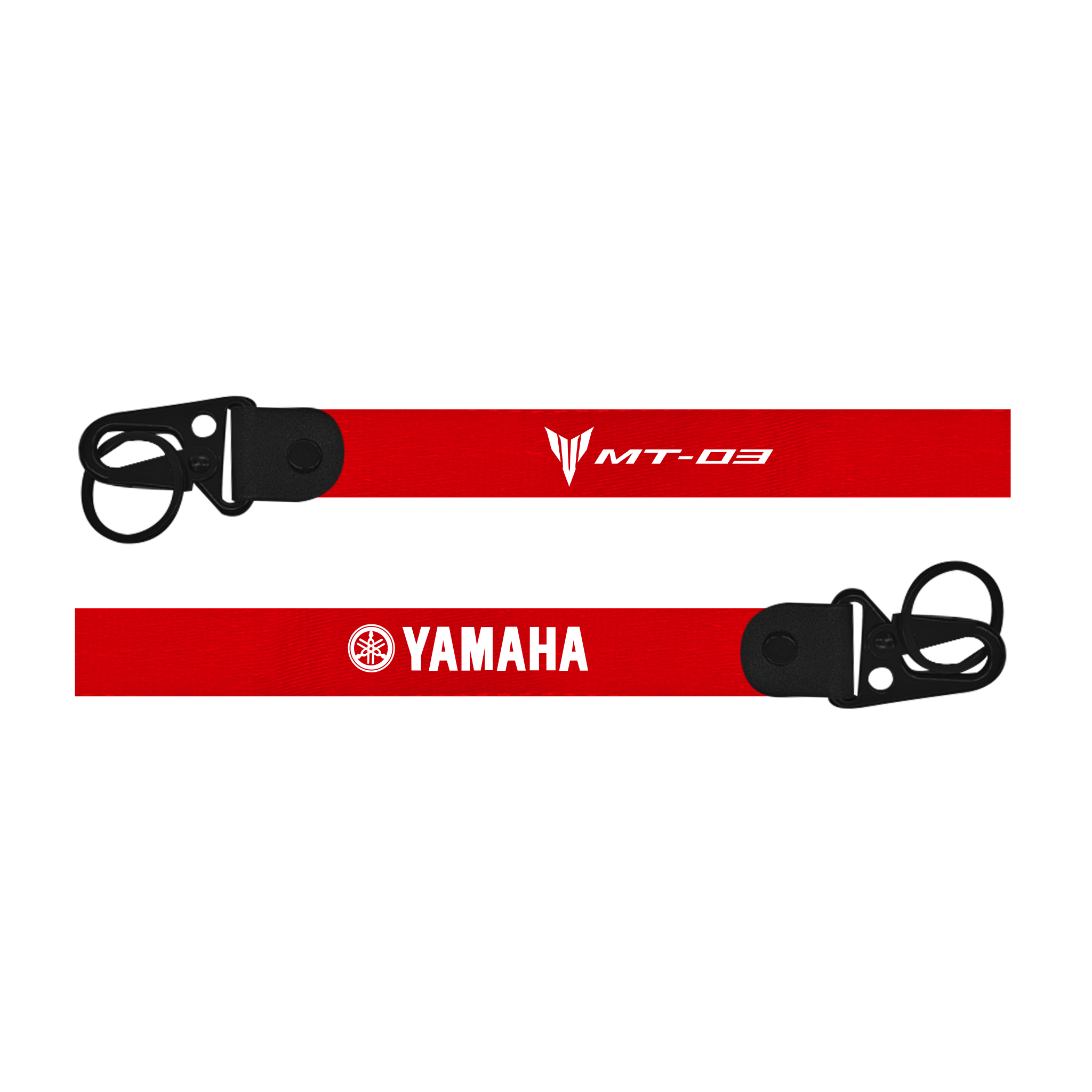 Red lanyard with Yamaha logo on a white background