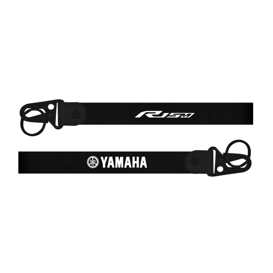 Two black straps with RJSM and Yamaha logos on a white background