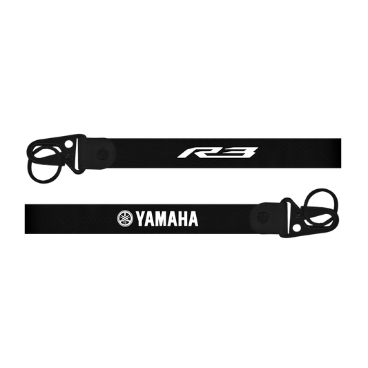 Black lanyard with 'Yamaha' logo on a white background