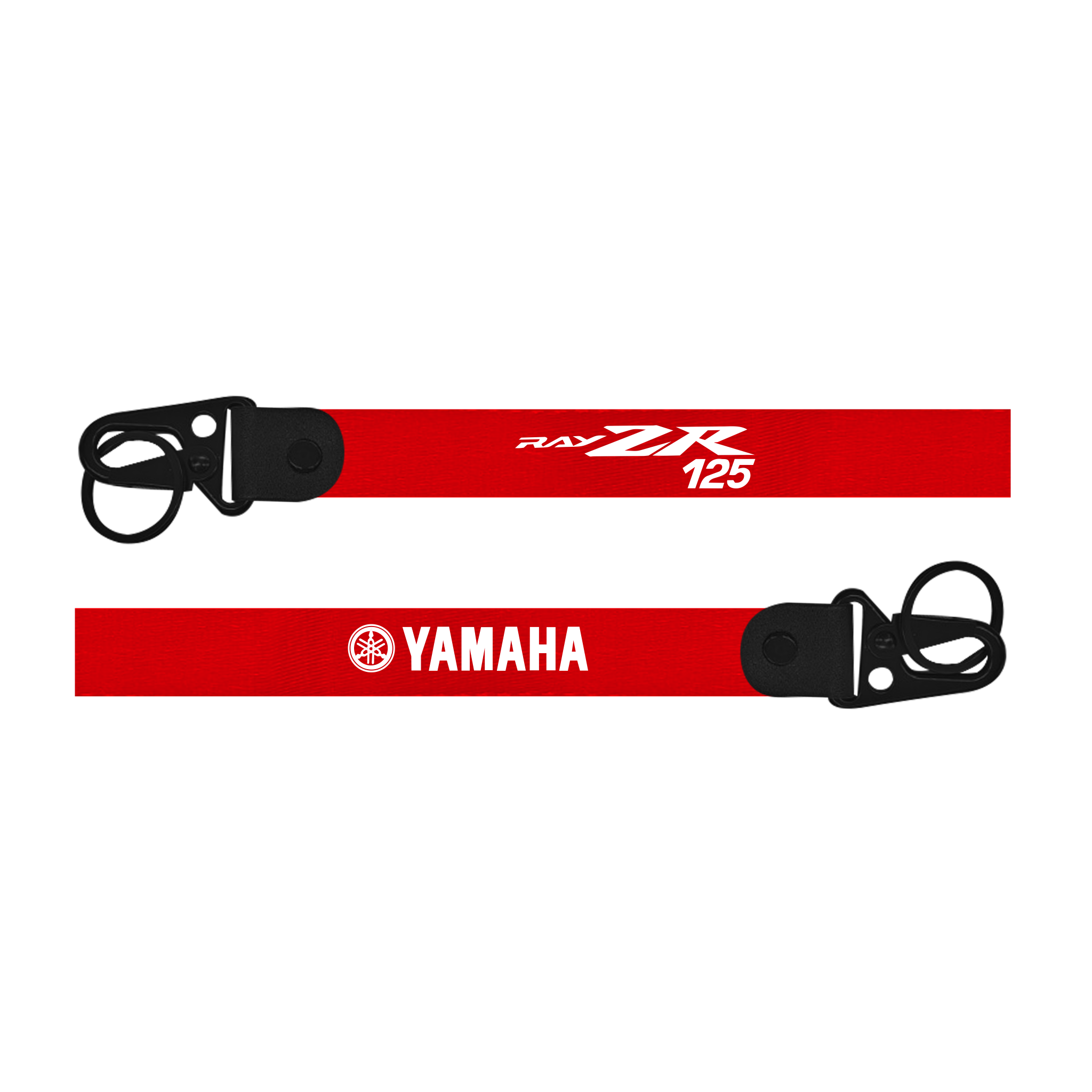 Red lanyard with 'Yamaha' and 'RayZR 125' branding on a white background