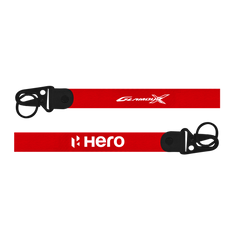 Red lanyard with 'Hero' branding on a white background
