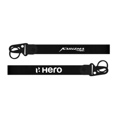 Two black straps with 'Karizma' and 'Hero' branding on a white background