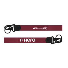 Two maroon lanyards with 'GlamorX' and 'Hero' branding on a white background