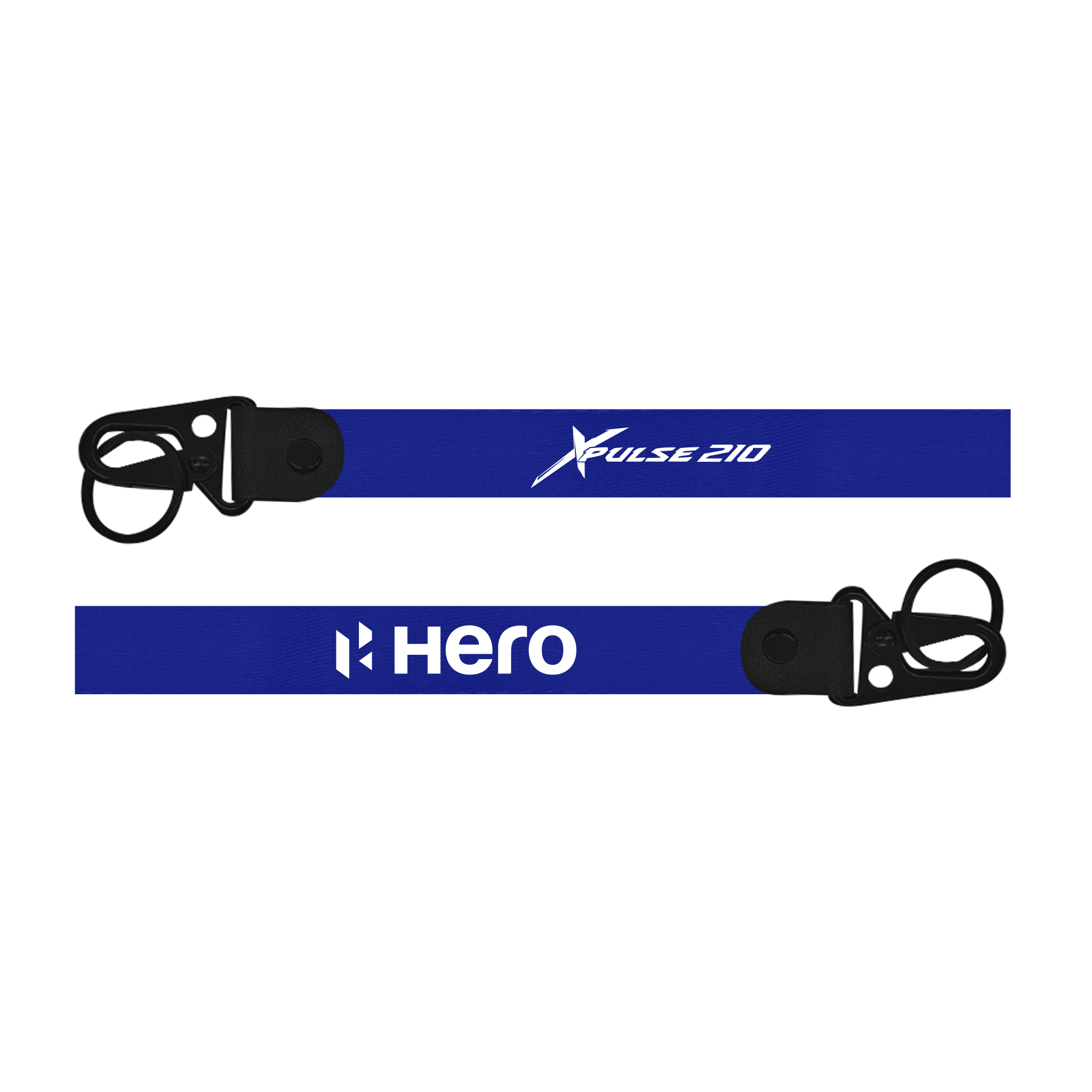 Two blue lanyards with 'Xpulse 210' and 'Hero' branding on a white background