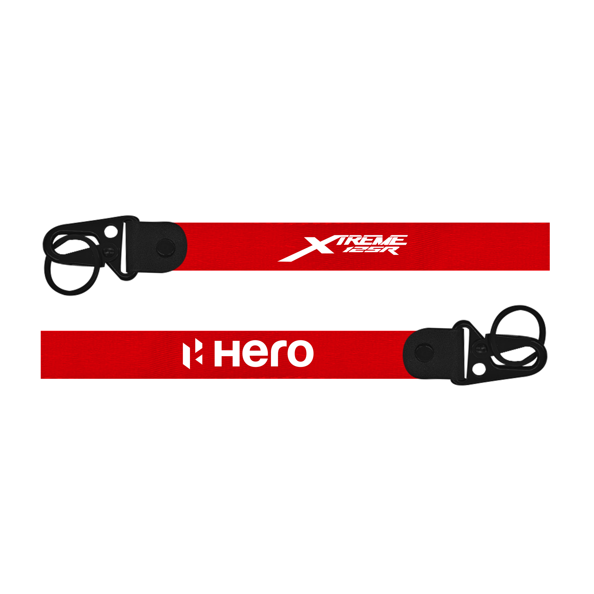 Two red straps with 'Xtreme' and 'Hero' branding on a white background