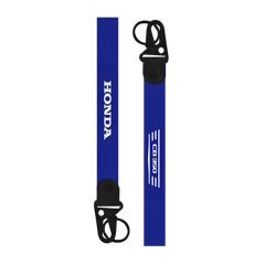 Blue lanyard with Honda logo on a white background
