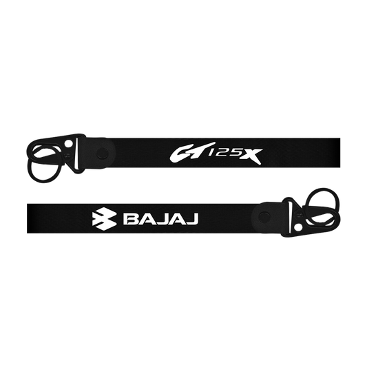 Two black lanyards with 'CA 125X' and 'Bajaj' logos on a white background