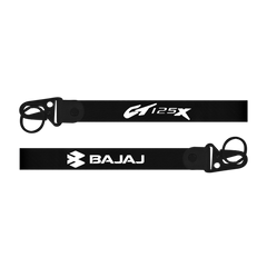 Two black lanyards with 'CA 125X' and 'Bajaj' logos on a white background
