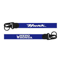 Blue lanyard with 'Hunk' and 'Hero Honda' branding on a white background