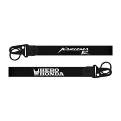 Hero Honda Karizma R Keychain Two black lanyards with 'Karlisma' and 'Hero Honda' branding on a white background