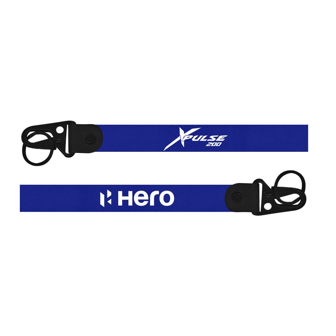 Two blue lanyards with 'Hero' and 'Xpulse' branding on a white background