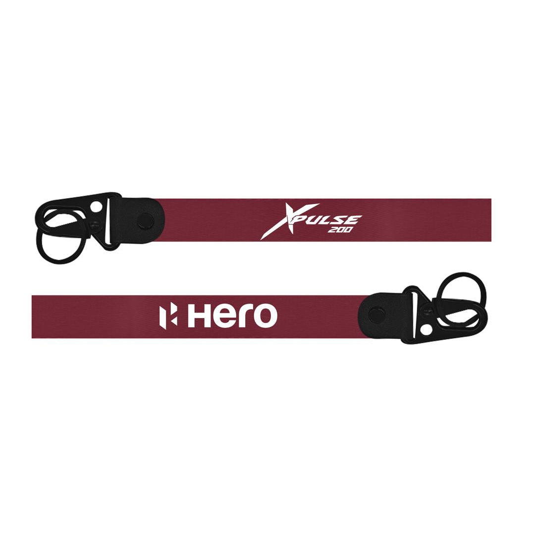Two red lanyards with black hooks and 'Hero' and 'Xpulse' branding on a white background.