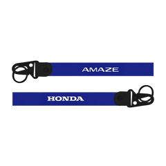Two blue lanyards with 'AMAZE' and 'Honda' branding on a white background
