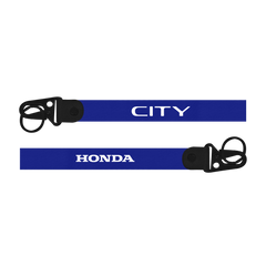 Blue lanyard with 'CITY' and 'Honda' text on a white background