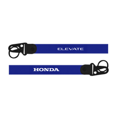 Two blue lanyards with 'Elevate' and 'Honda' branding on a white background