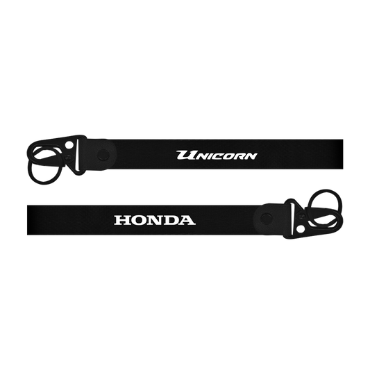 Honda Unicorn custom fabric bike keychain lanyard strap with printed name and phone number