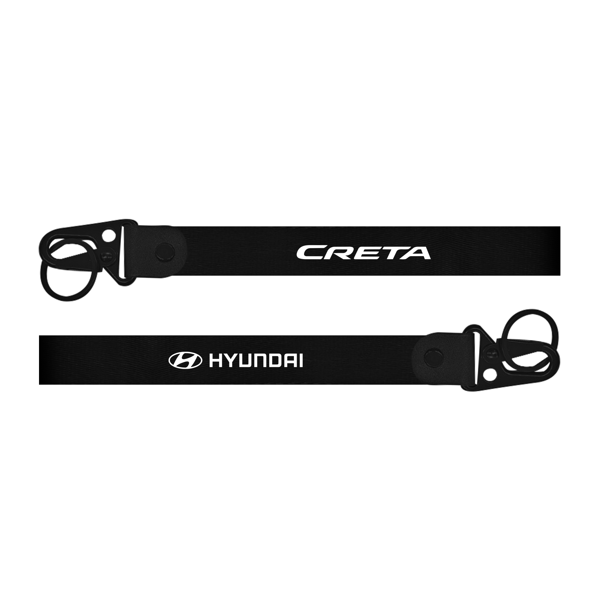 Black lanyard with 'CRETA' and 'Hyundai' branding on a white background