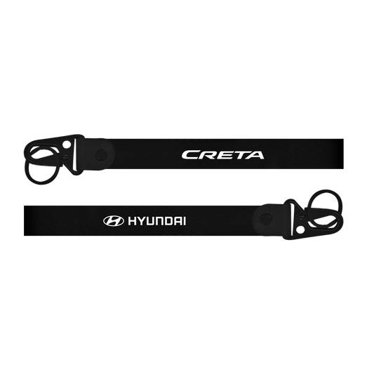 Black lanyard with 'CRETA' and 'Hyundai' branding on a white background