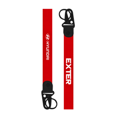 Red lanyard with 'EXTER' and Hyundai logo on a white background