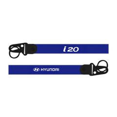 Blue lanyard with 'i20' and Hyundai logo on a white background