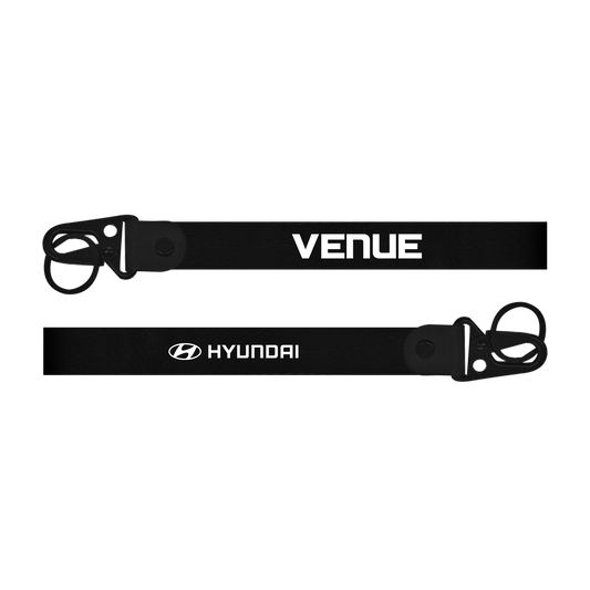 Black lanyard with 'Venue' and Hyundai logo on a white background