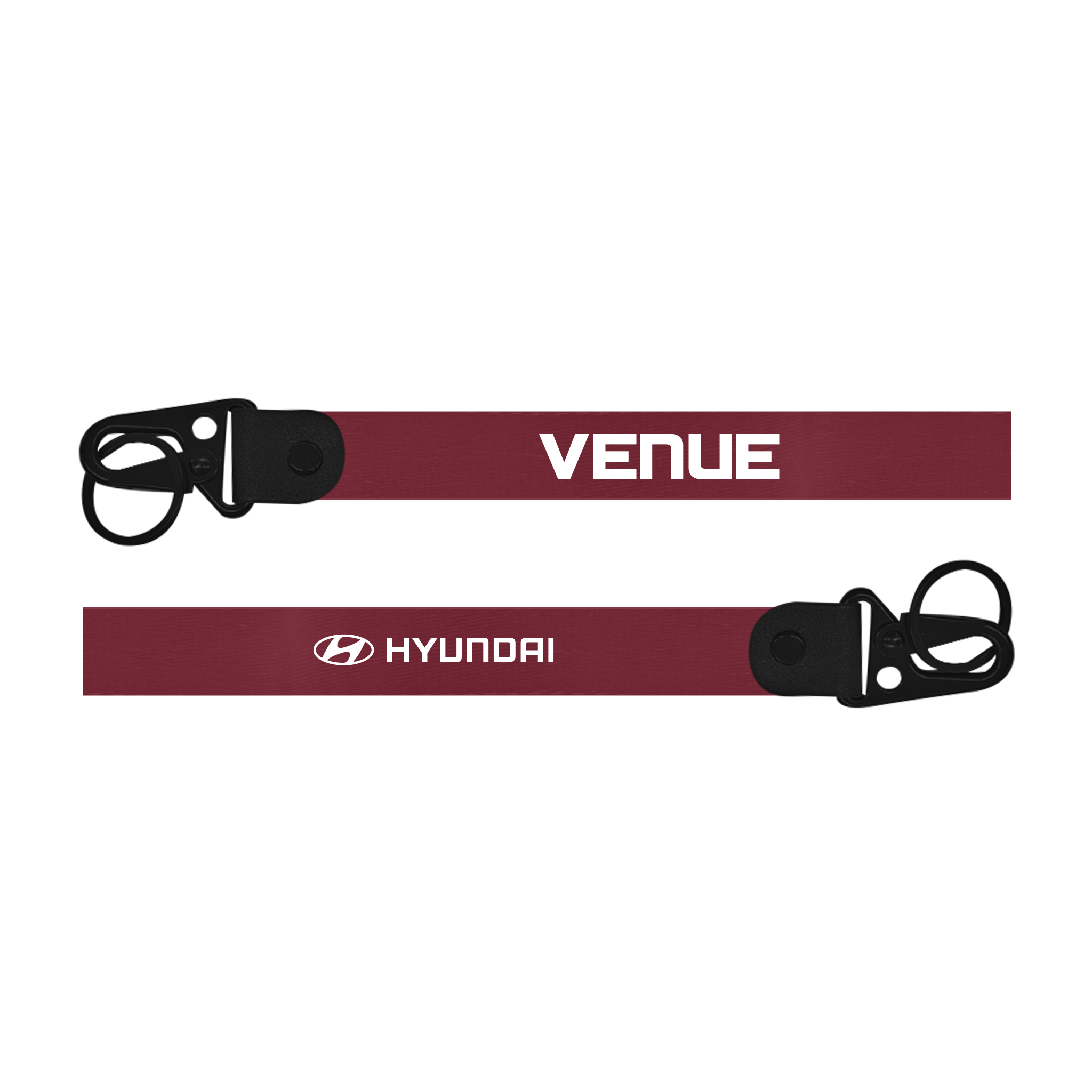 Red lanyard with 'Venue' and Hyundai logos on a white background