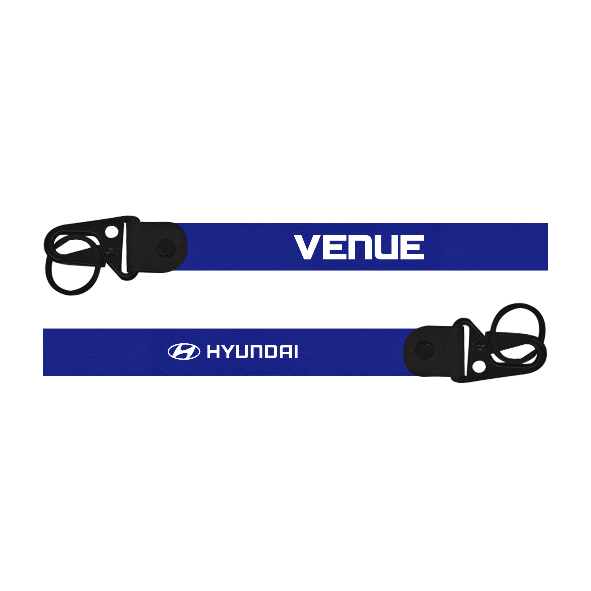 Blue lanyard with 'Venue' and Hyundai logo on a white background