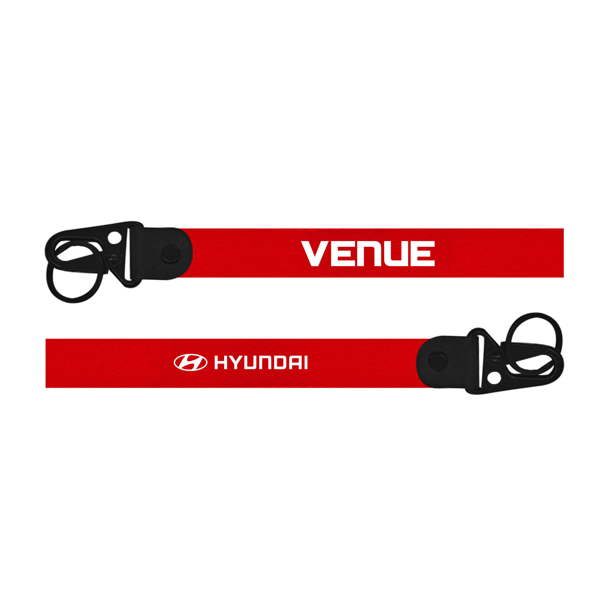 Red lanyard with 'Venue' and Hyundai logos on a white background