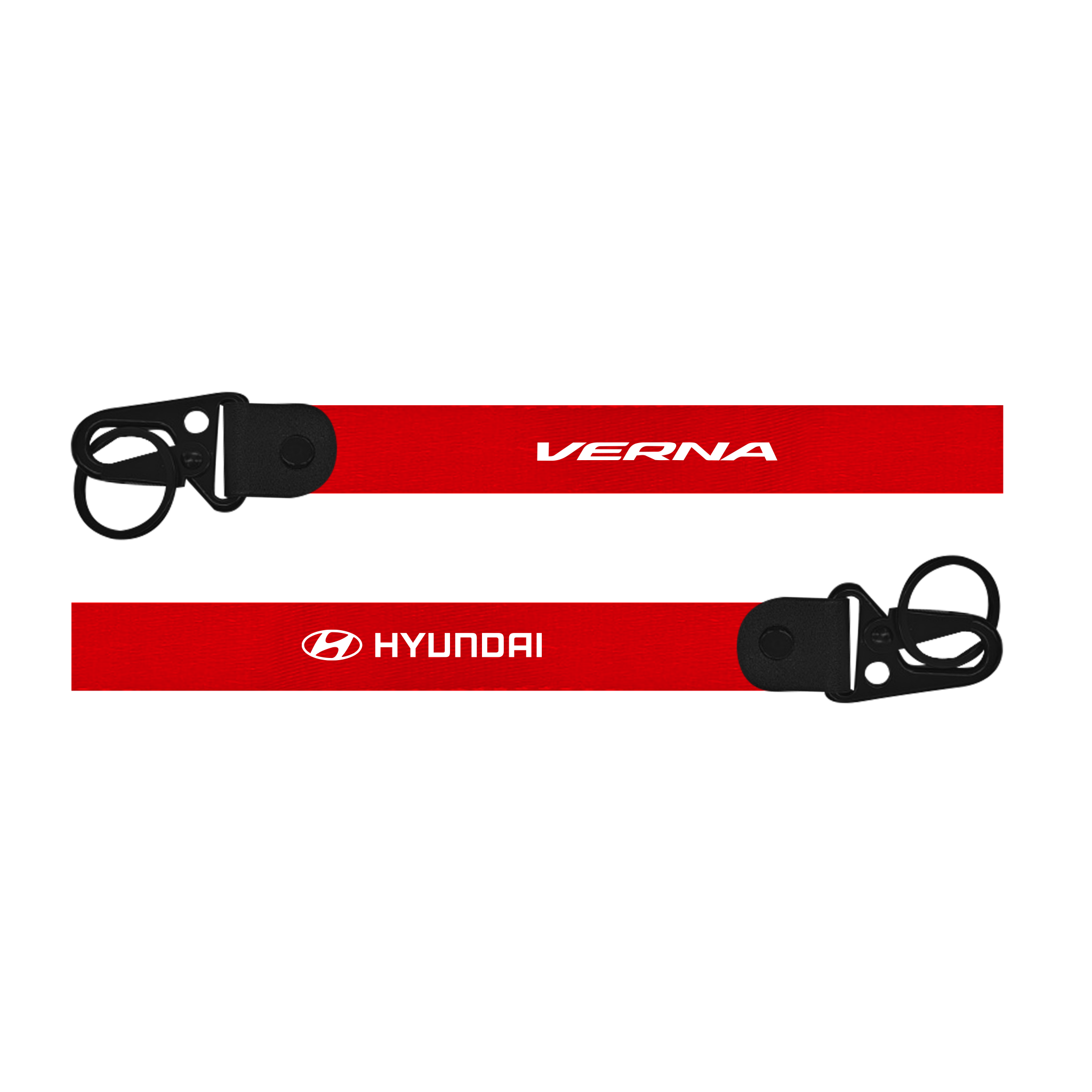 Red lanyard with 'VERNA' and 'Hyundai' branding on a white background