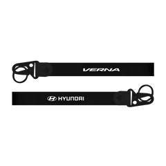 Two black lanyards with 'VERNA' and 'Hyundai' branding on a white background