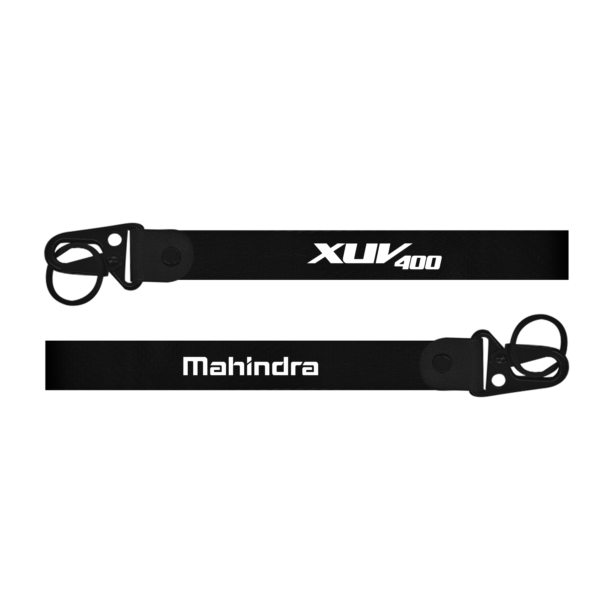 Two black lanyards with 'XUV400' and 'Mahindra' branding on a white background