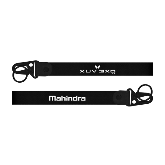 Two black lanyards with 'XUV 300' and 'Mahindra' branding on a white background.