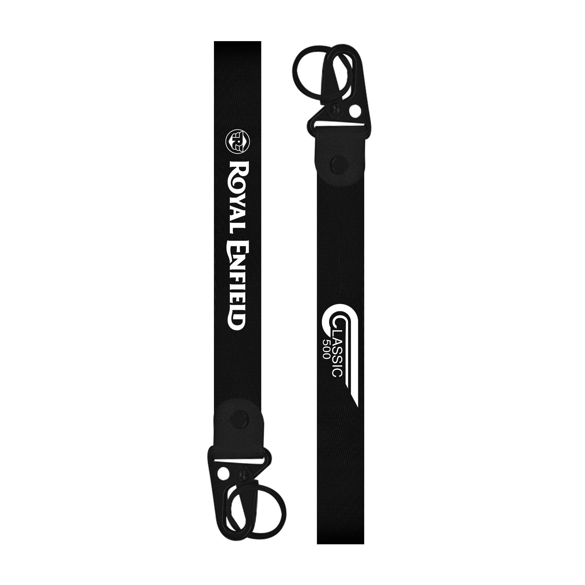 Black Royal Enfield Classic 500 custom bike keychain lanyard strap Back