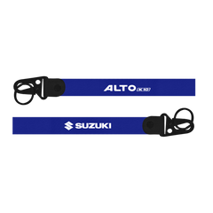 Two blue lanyards with 'Alto K10' and 'Suzuki' branding on a white background.