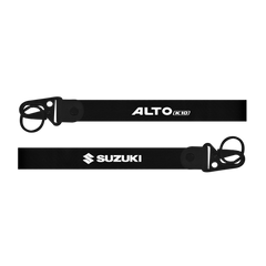 Two black lanyards with 'Alto K10' and 'Suzuki' branding on a white background.