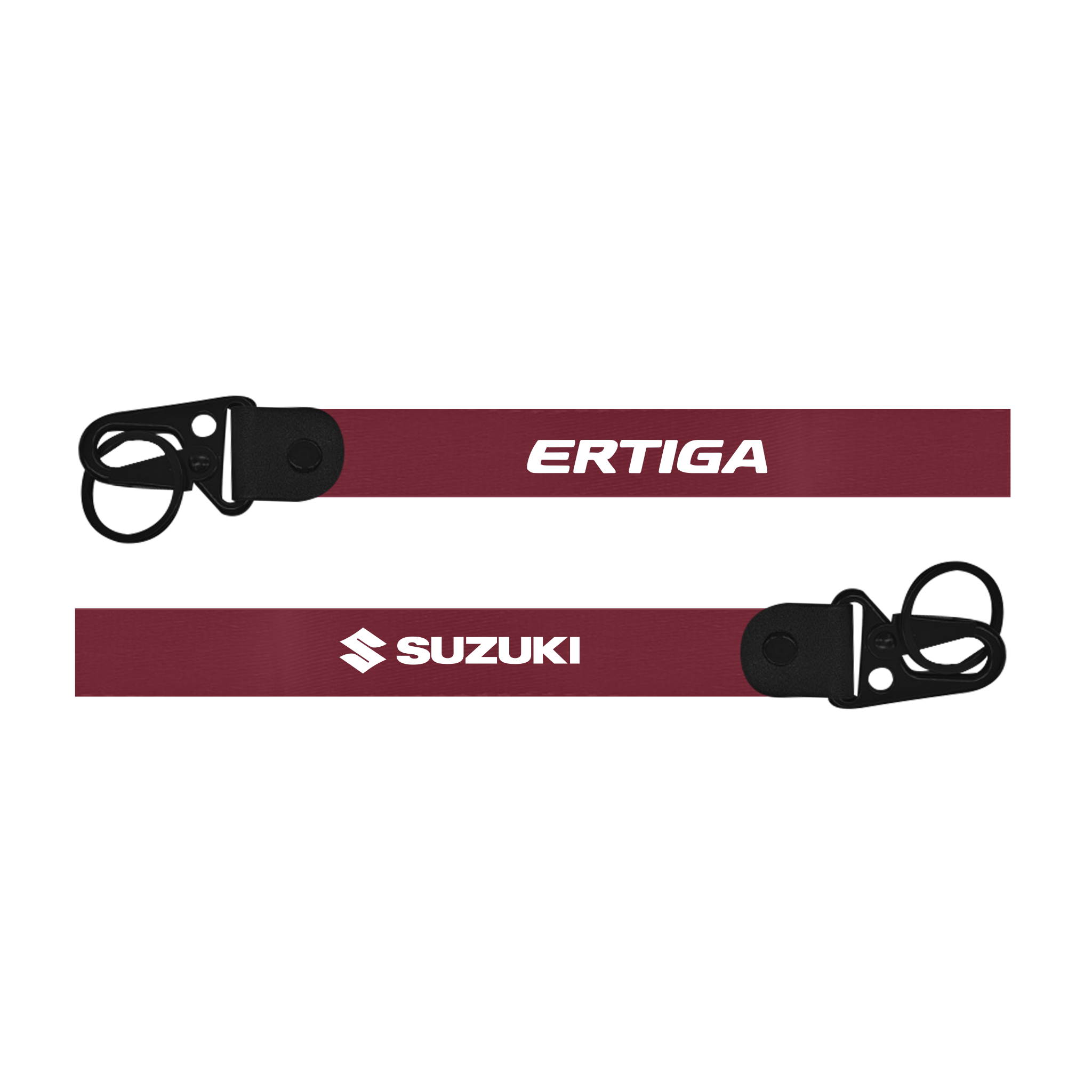 Maroon lanyard with 'Suzuki Ertiga' text on a white background