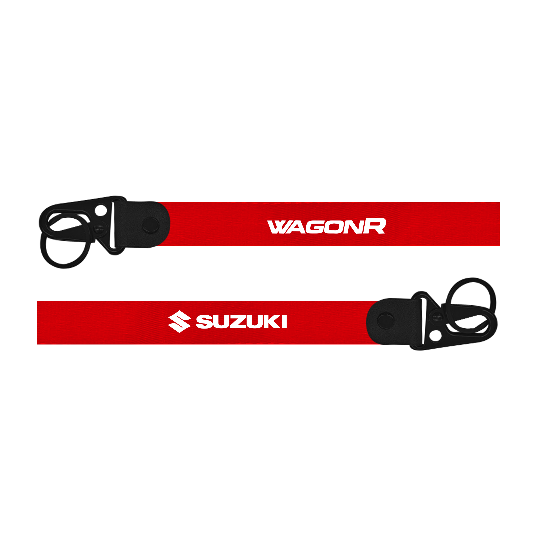 Red lanyard with Suzuki and WagonR branding on a white background