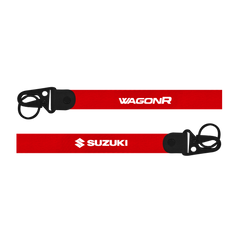 Red lanyard with Suzuki and WagonR branding on a white background