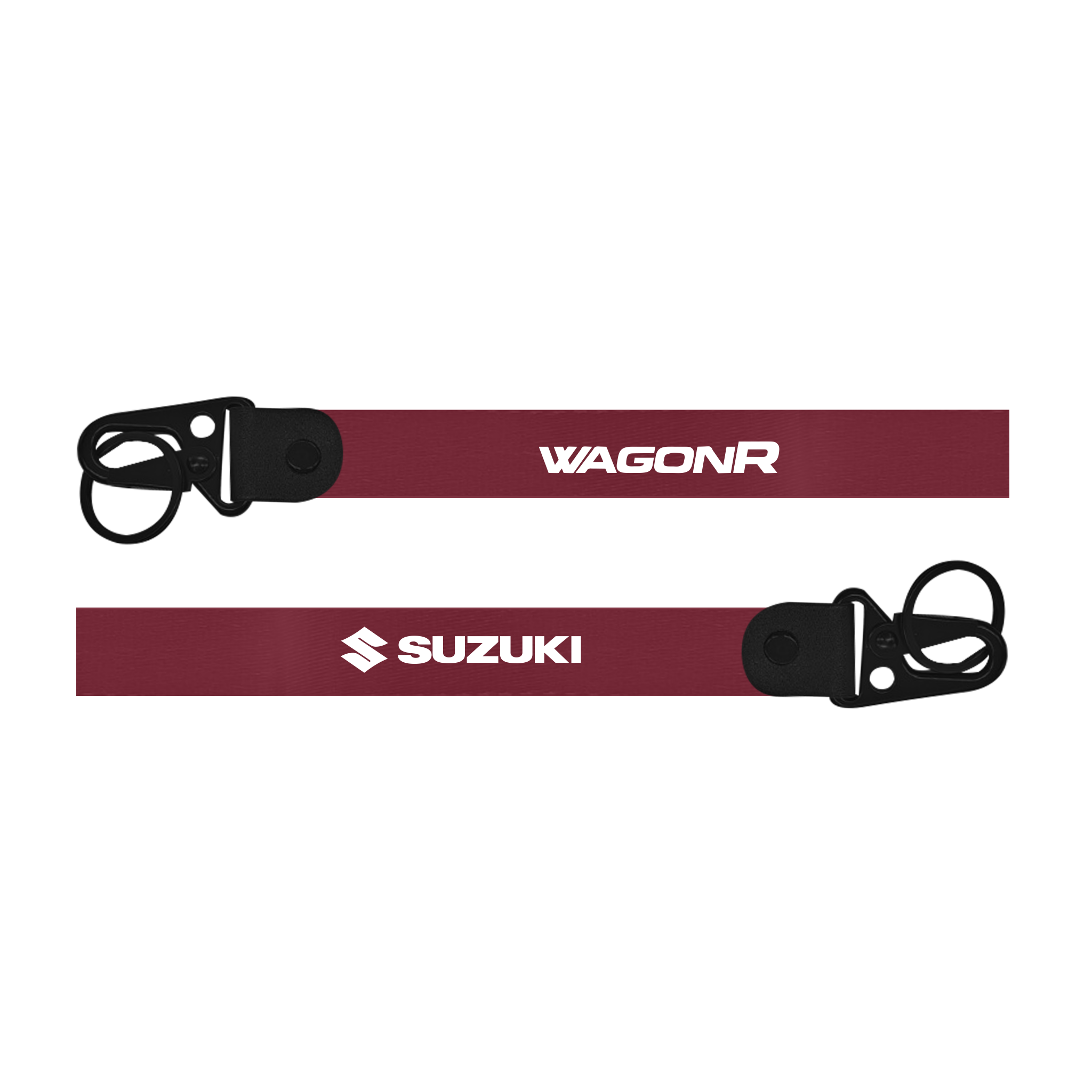Maroon lanyard with Suzuki and WagonR branding on a white background